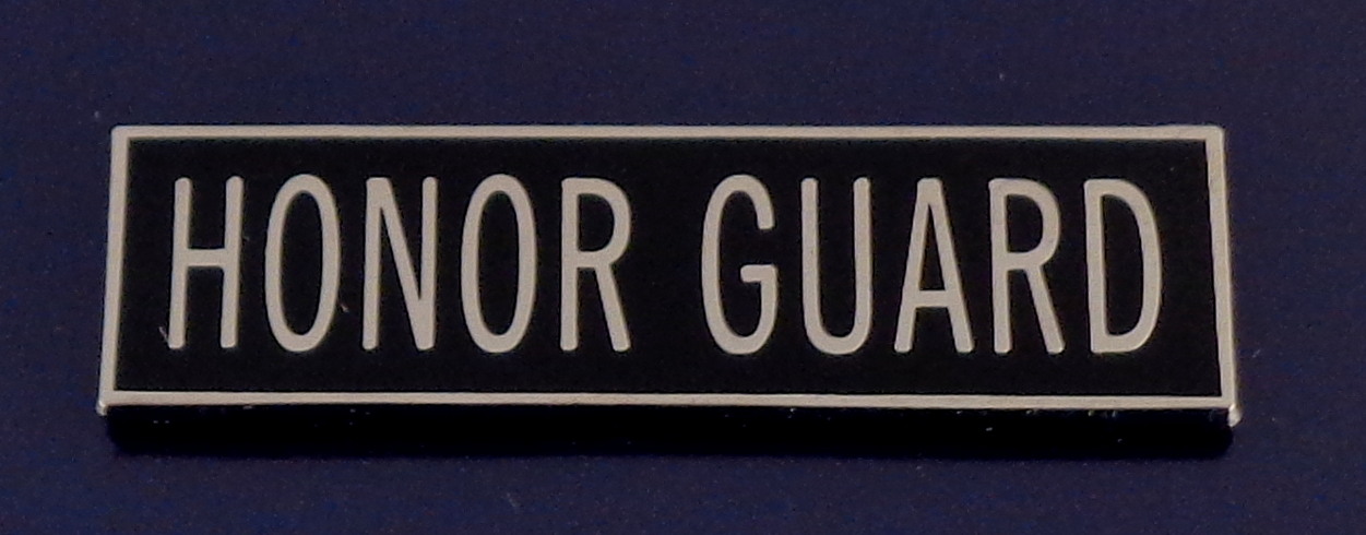 HONOR GUARD 3/8" Award/Commendation Bar/Uniform Pin Silver on Black USA MADE!